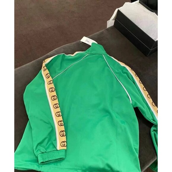 NWT Gucci Gg-jacquard Side-stripe Technical Track Jacket In Green Size XS - Picture 3 of 16
